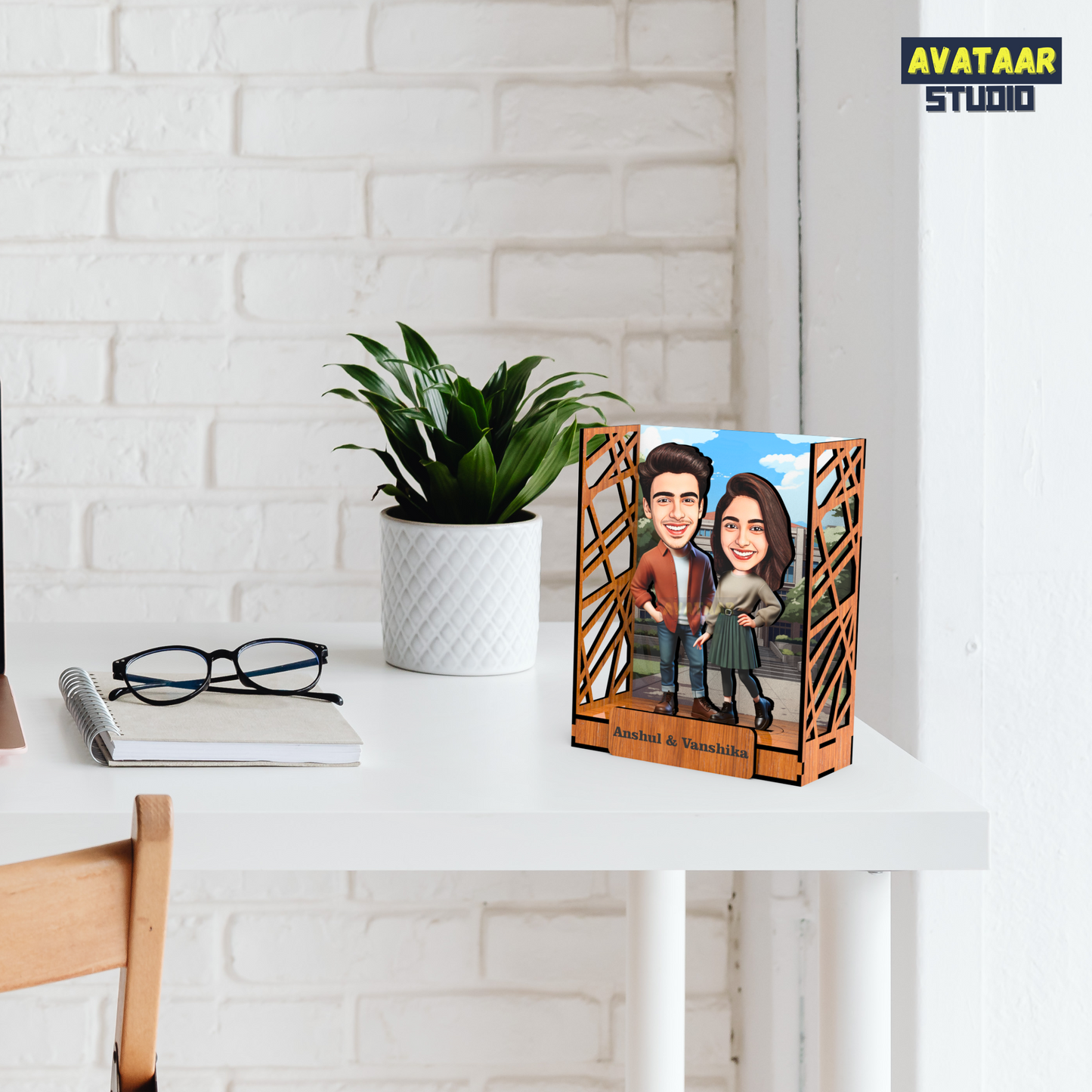 Avataar Studio Personalized Gift for Husband, Wife, Boyfriend, Girlfriend Character Caricature Photo Frame Unique Design Customized Gift for Friends & Family Return Gift (COUPLE 14 BOX)