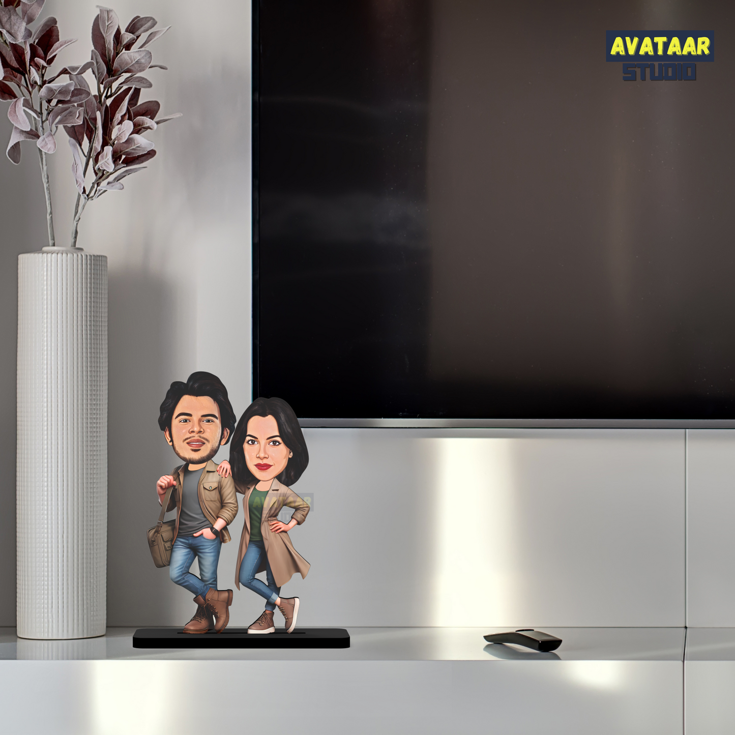 Avatar Stand Personalized Gift for Husband, Wife, Boyfriend, Girlfriend Character Caricature Photo Frame Unique Design Customized Gift for Friends & Family Return Gift (Couple 8)