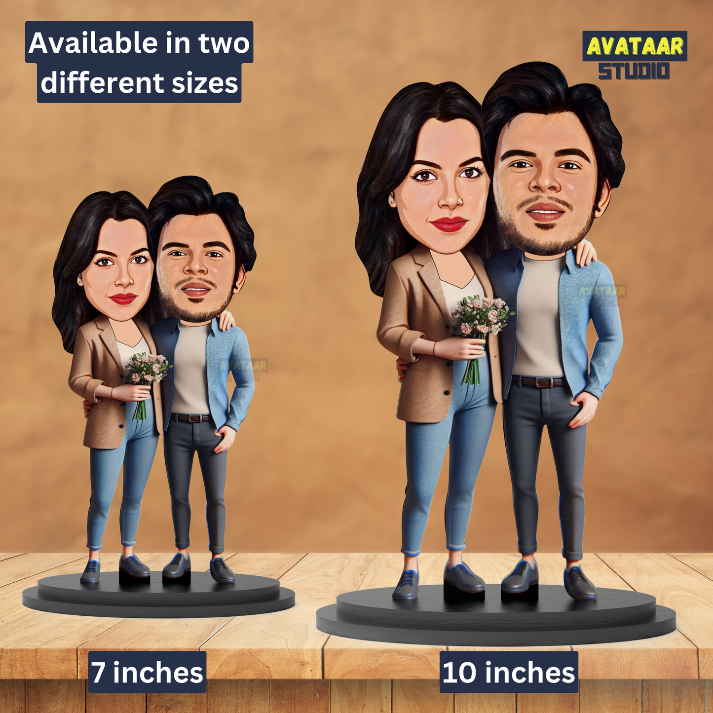 Avatar Stand Personalized Gift for Husband, Wife, Boyfriend, Girlfriend Character Caricature Photo Frame Unique Design Customized Gift for Friends & Family Return Gift (Couple 10)