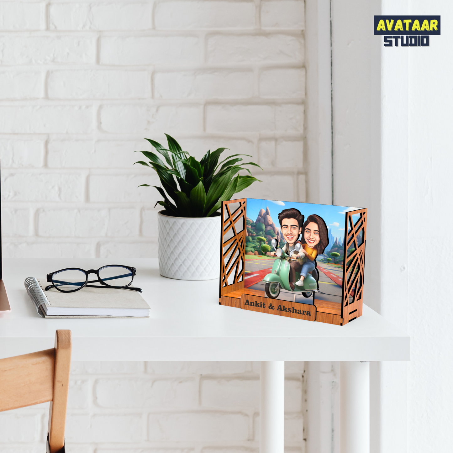 Avataar Studio Personalized Gift for Husband, Wife, Boyfriend, Girlfriend Character Caricature Photo Frame Unique Design Customized Gift for Friends & Family Return Gift (COUPLE 13 BOX)