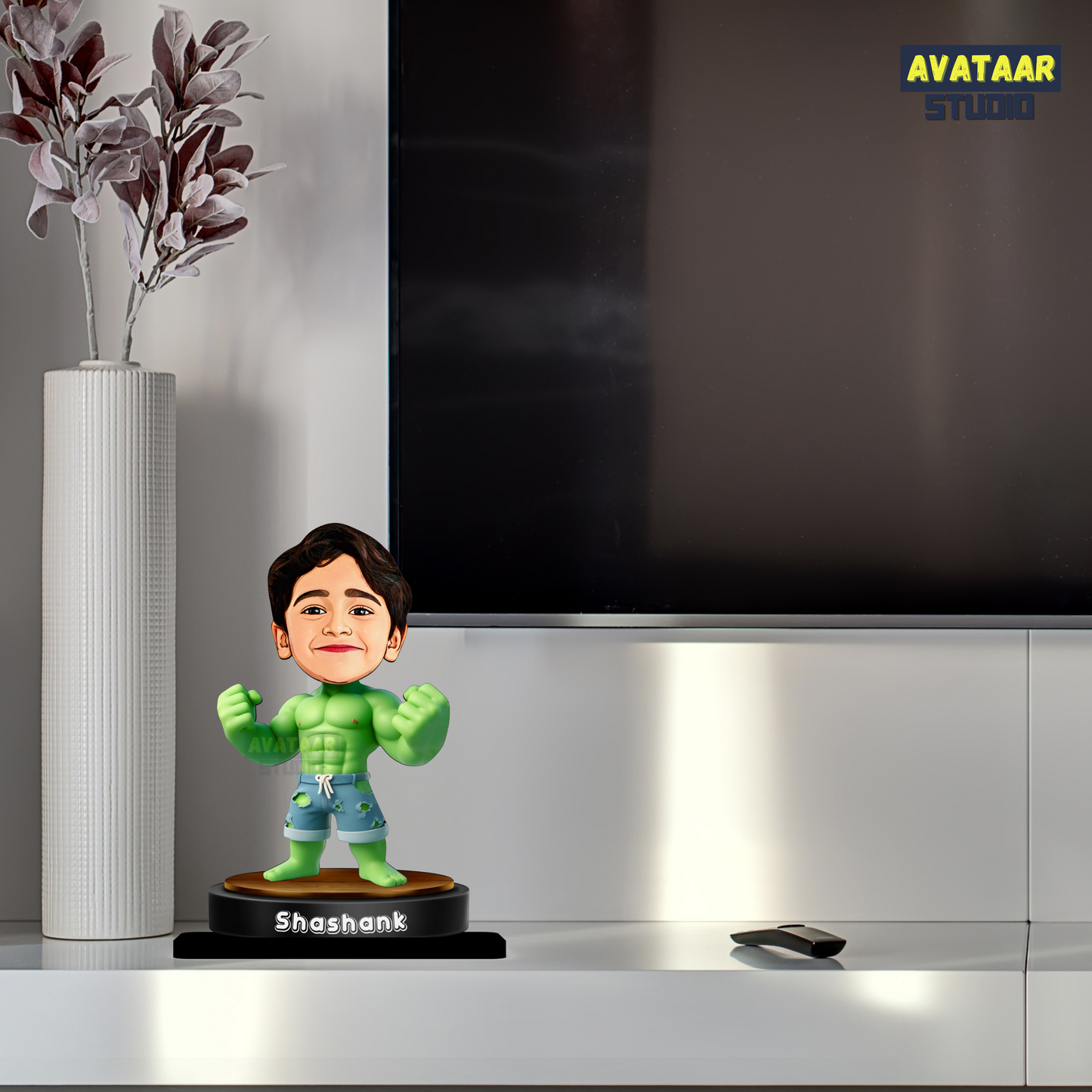 AVATAAR STUDIO Personalized Gift for Kids, Friends Character Caricature Photo Frame Unique Design Customized Gift for Children, Return Gift Idea (HULK, With Name)