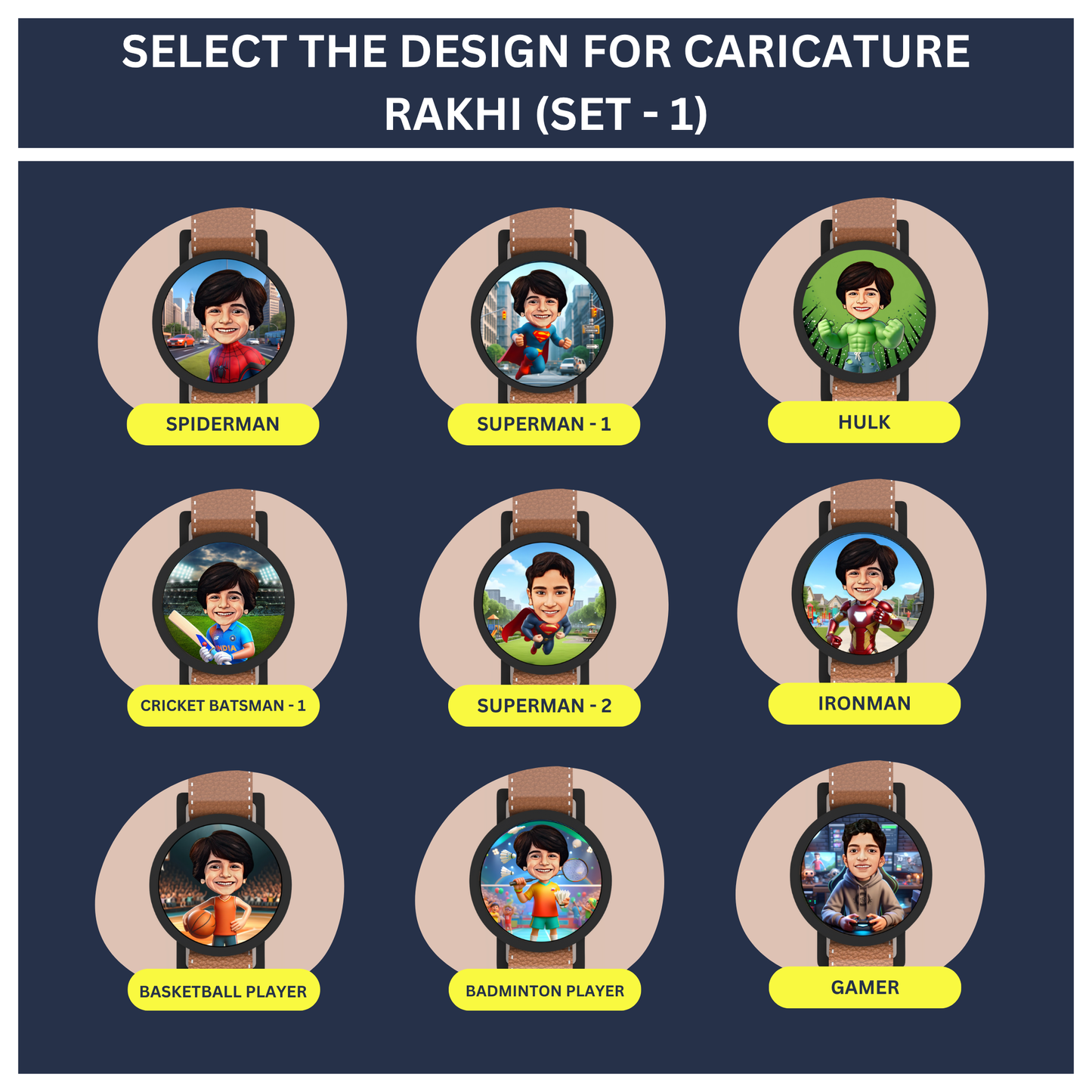 Personalized Rakhi Gift Combo Caricature Rakhi with Fridge Magnet Money Saving Box and Name Keychain for Brother Kids and Adults (Combo 3 - Rakhi + Money Saving Box + Name Keychain)