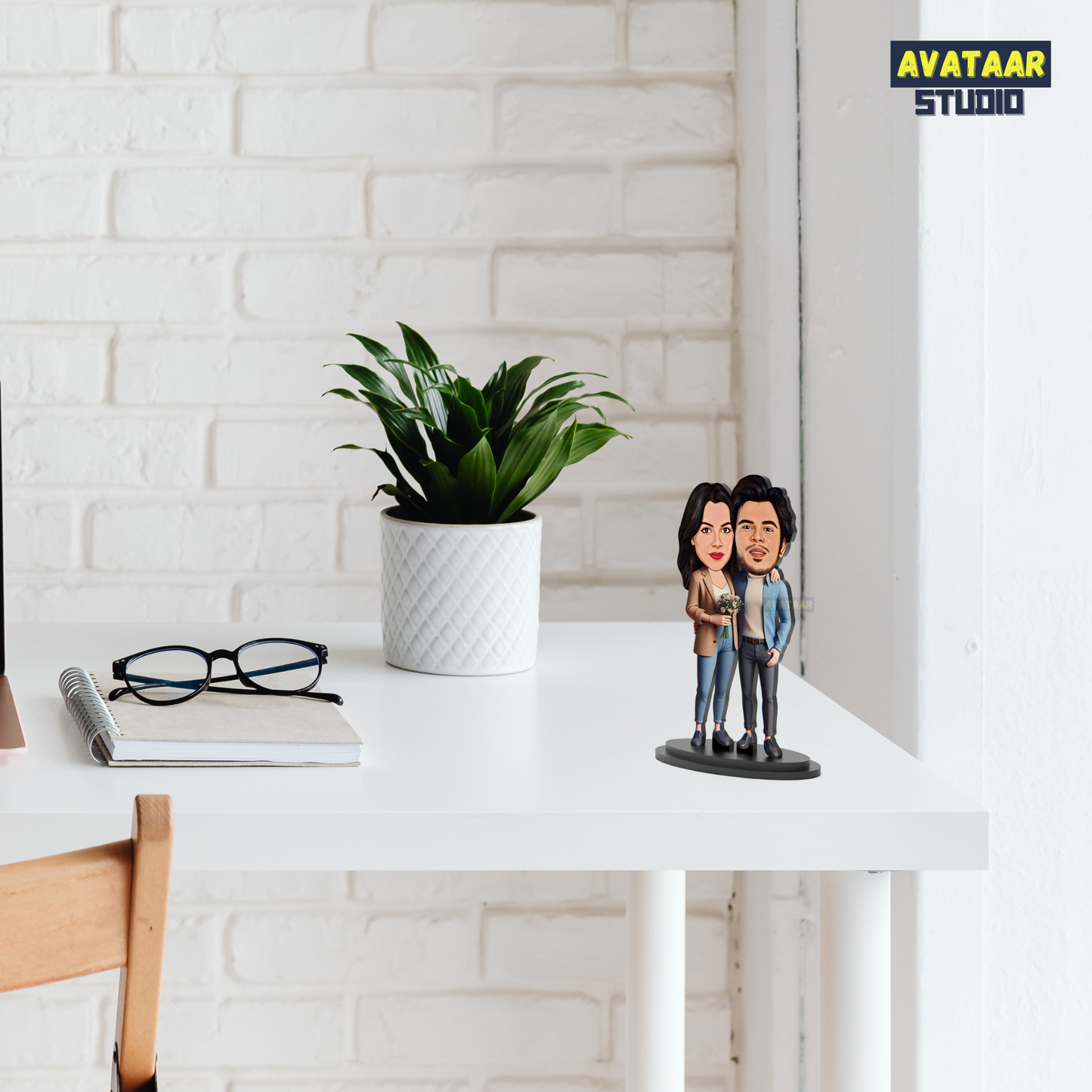 Avatar Stand Personalized Gift for Husband, Wife, Boyfriend, Girlfriend Character Caricature Photo Frame Unique Design Customized Gift for Friends & Family Return Gift (Couple 10)