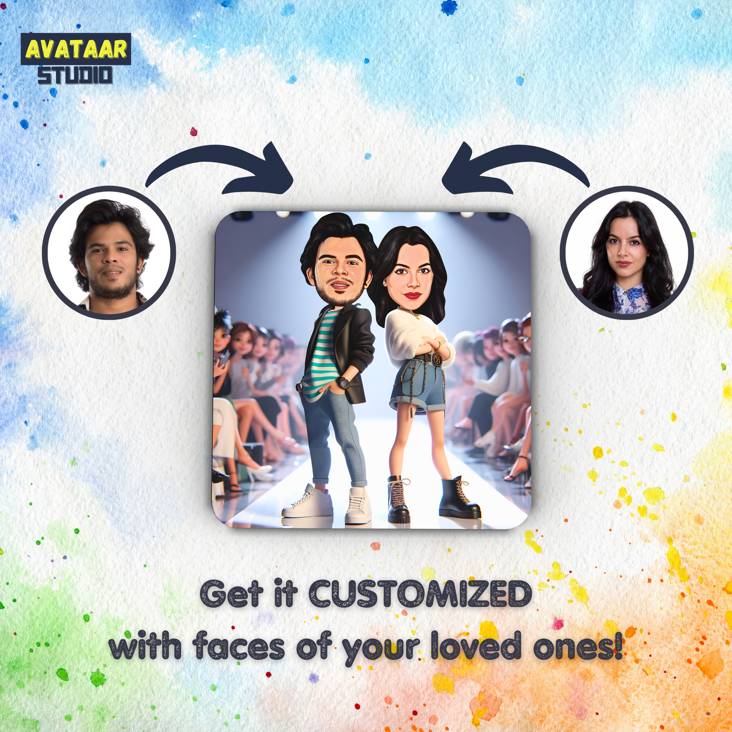 Avatar Studio Personalized Caricature Photo Fridge Magnet Unique Gift for Friends Brothers Sisters Customized Refrigerator Magnet for Gifting to Loved Ones (Fashion Forward)