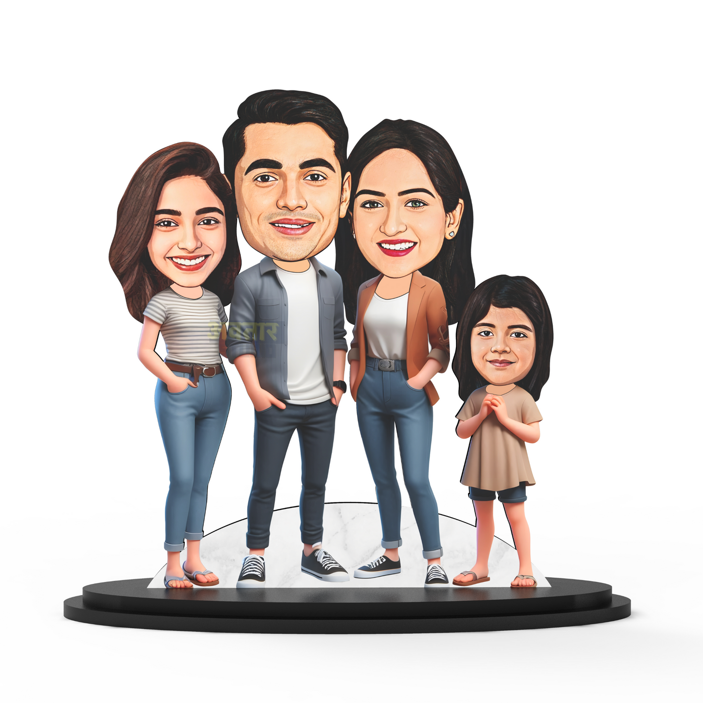Avatar Studio Personalized Gift for Husband, Wife, Kids, Sister, Brother Character Caricature Photo Frame Unique Design Customized Gift for Friends & Family (Family of Four - 3)