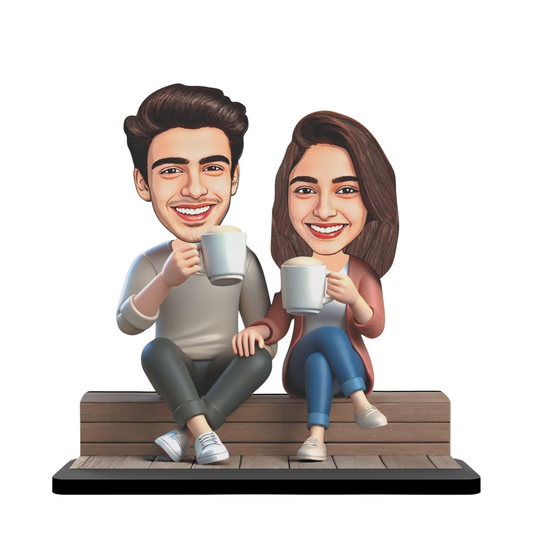 Avatar Stand Personalized Gift for Husband, Wife, Boyfriend, Girlfriend Character Caricature Photo Frame Unique Design Customized Gift for Friends & Family Return Gift (Couple 11)