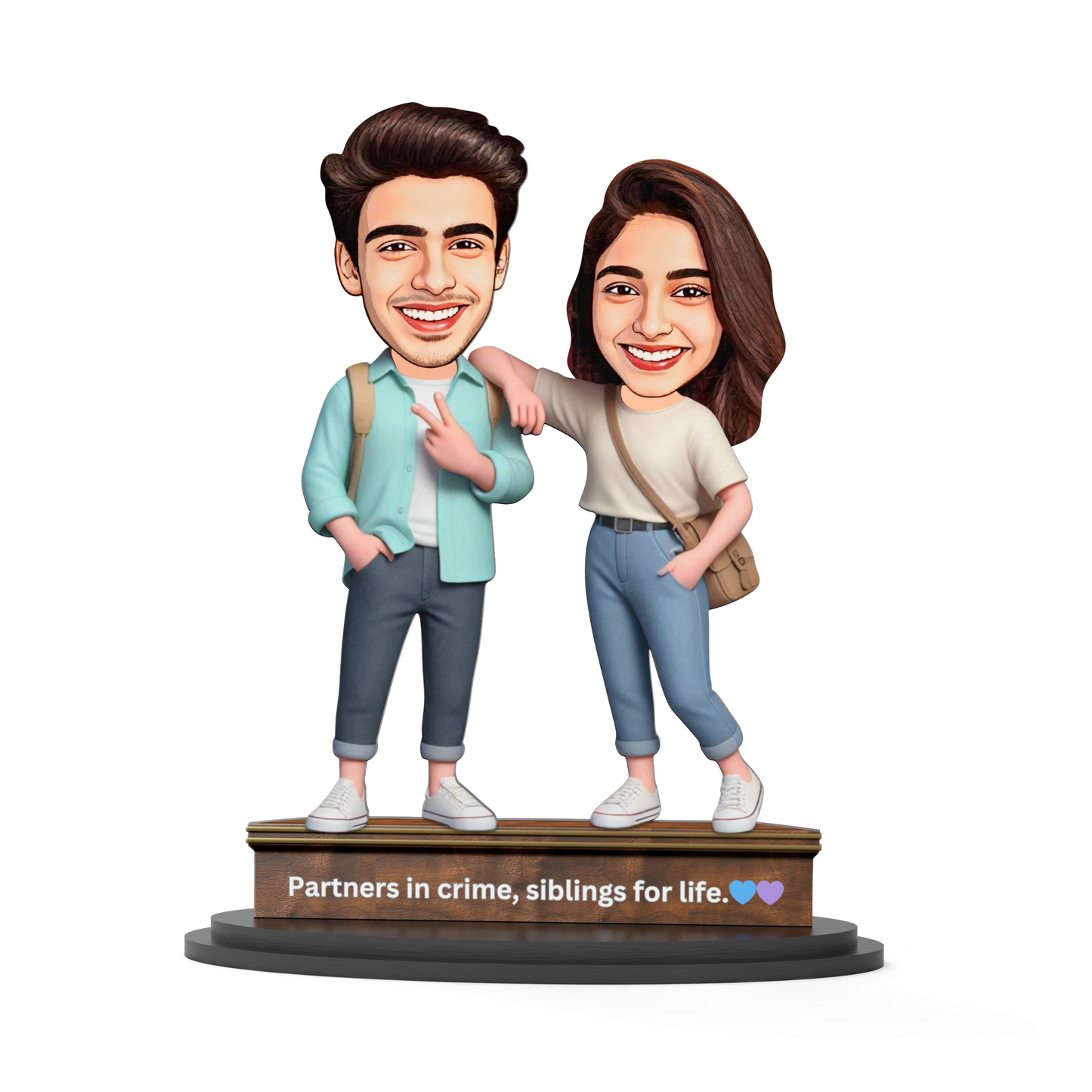 Avatar Studio Personalized Gift for Brother, Sister, Friends Character Caricature Photo Frame Unique Design Customized Gift for Bhai Dooj & Rakshabandhan (BRO SIS - 2)