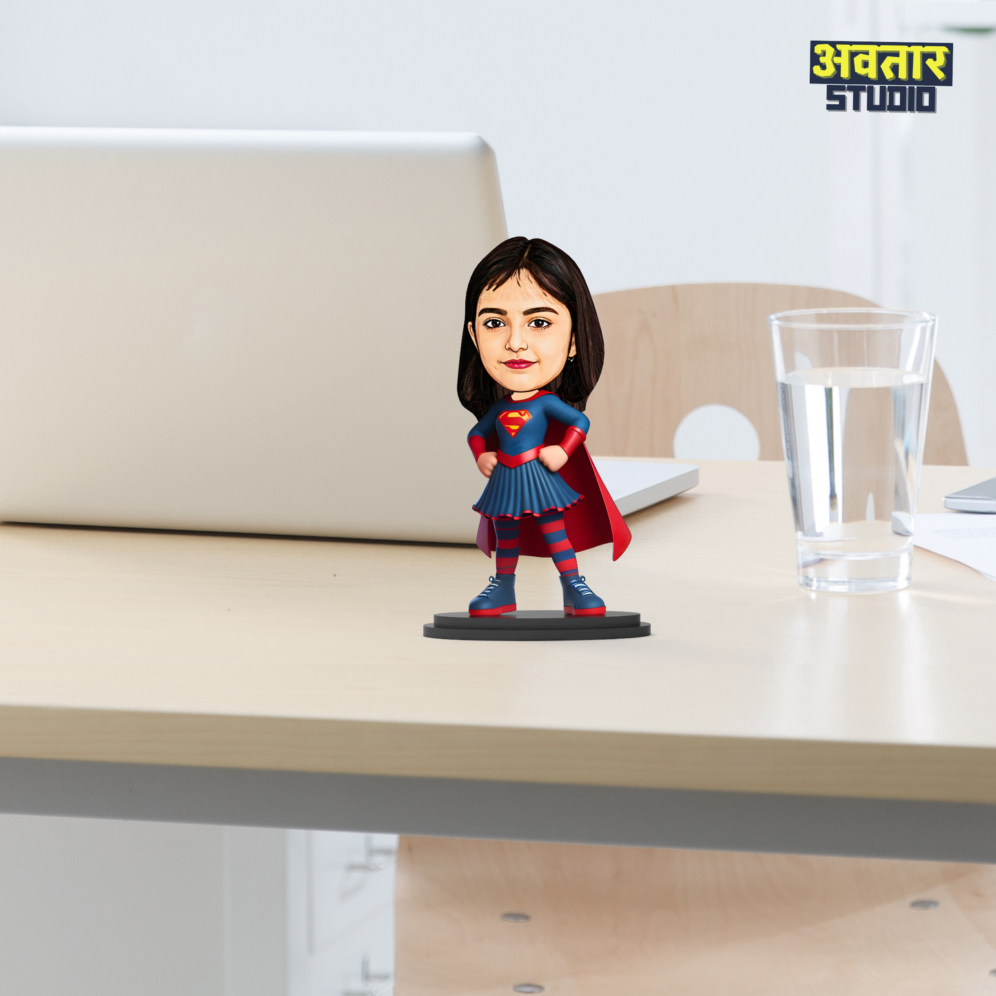 Avatar Stand Personalized Gift for Kids, Brother, Friends, Character Caricature Photo Frame Unique Design Customized Gift for Friends & Family Return Gift (SuperGirl)