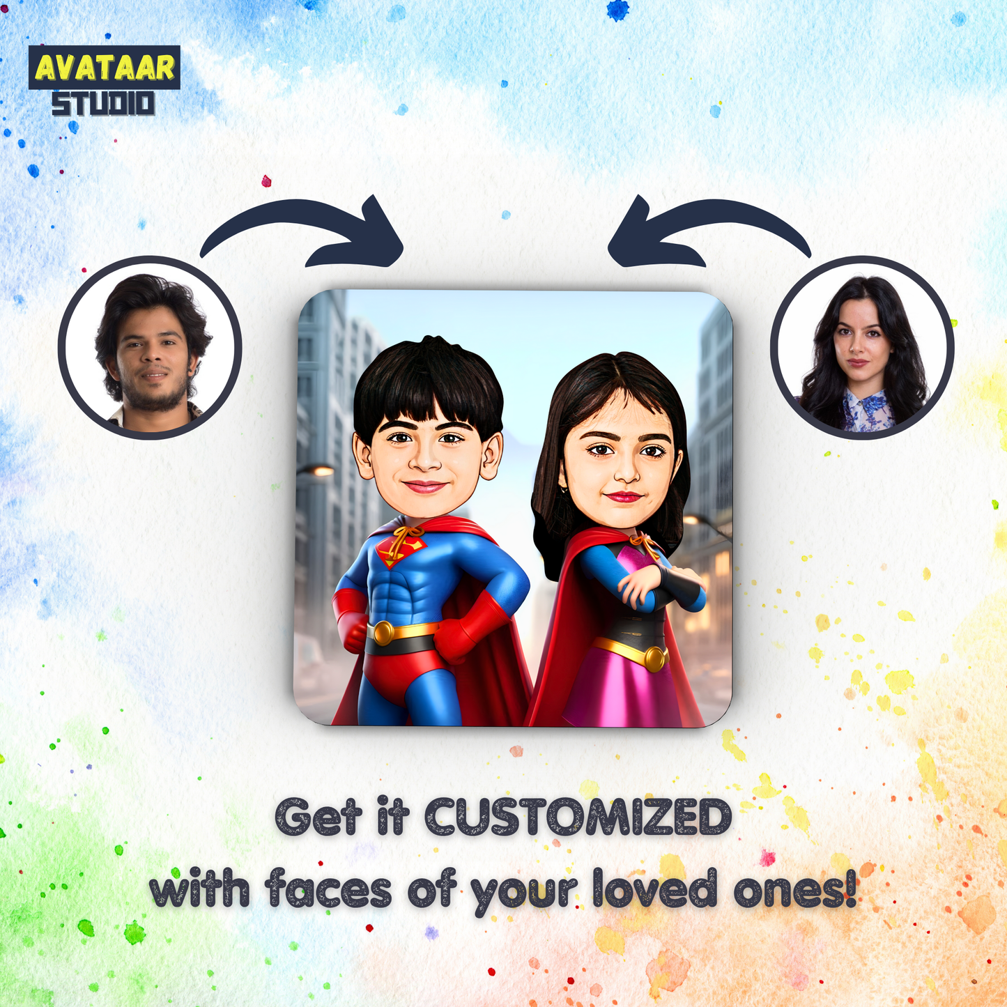 Avatar Studio Personalized Caricature Photo Fridge Magnet Unique Gift for Friends Brothers Sisters Customized Refrigerator Magnet for Gifting to Loved Ones (SuperHeroes)
