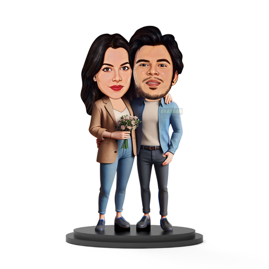Avatar Stand Personalized Gift for Husband, Wife, Boyfriend, Girlfriend Character Caricature Photo Frame Unique Design Customized Gift for Friends & Family Return Gift (Couple 10)