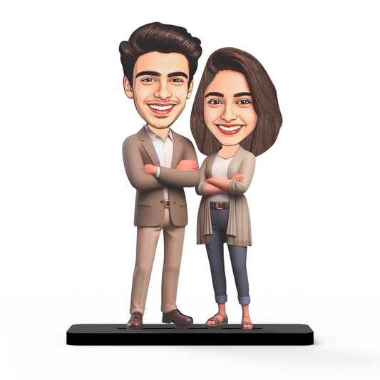 Avatar Stand Personalized Gift for Husband, Wife, Boyfriend, Girlfriend Character Caricature Photo Frame Unique Design Customized Gift for Friends & Family Return Gift (Couple 9)