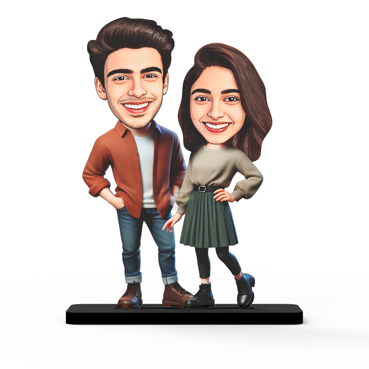 Avatar Stand Personalized Gift for Husband, Wife, Boyfriend, Girlfriend Character Caricature Photo Frame Unique Design Customized Gift for Friends & Family Return Gift (Couple 14)