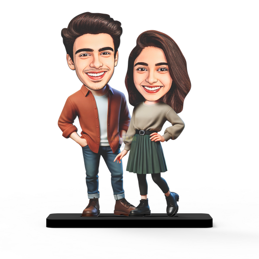Avatar Stand Personalized Gift for Husband, Wife, Boyfriend, Girlfriend Character Caricature Photo Frame Unique Design Customized Gift for Friends & Family Return Gift (Couple 14)