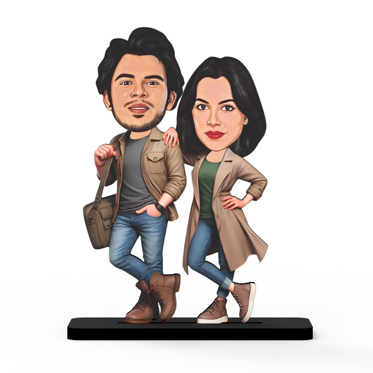 Avatar Stand Personalized Gift for Husband, Wife, Boyfriend, Girlfriend Character Caricature Photo Frame Unique Design Customized Gift for Friends & Family Return Gift (Couple 8)