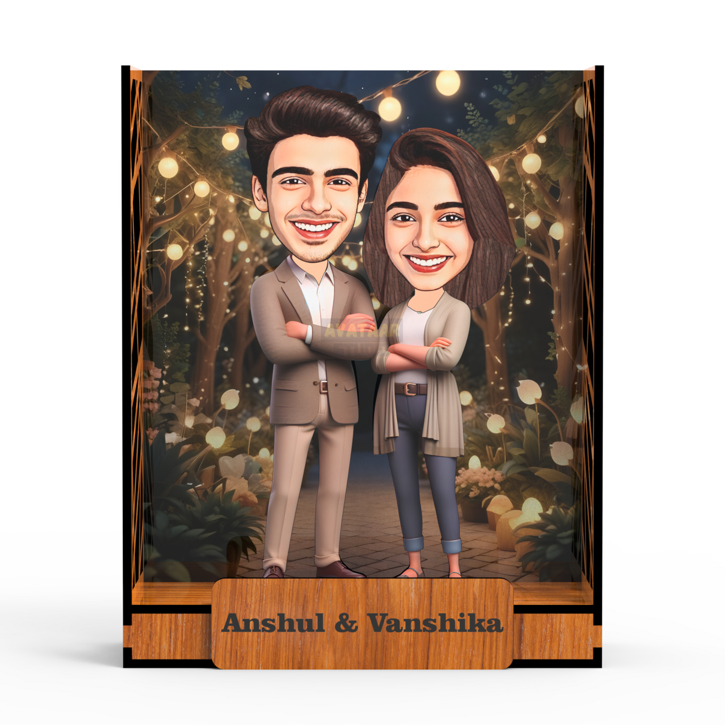 Avataar Studio Personalized Gift for Husband, Wife, Boyfriend, Girlfriend Character Caricature Photo Frame Unique Design Customized Gift for Friends & Family Return Gift (COUPLE 9 BOX)