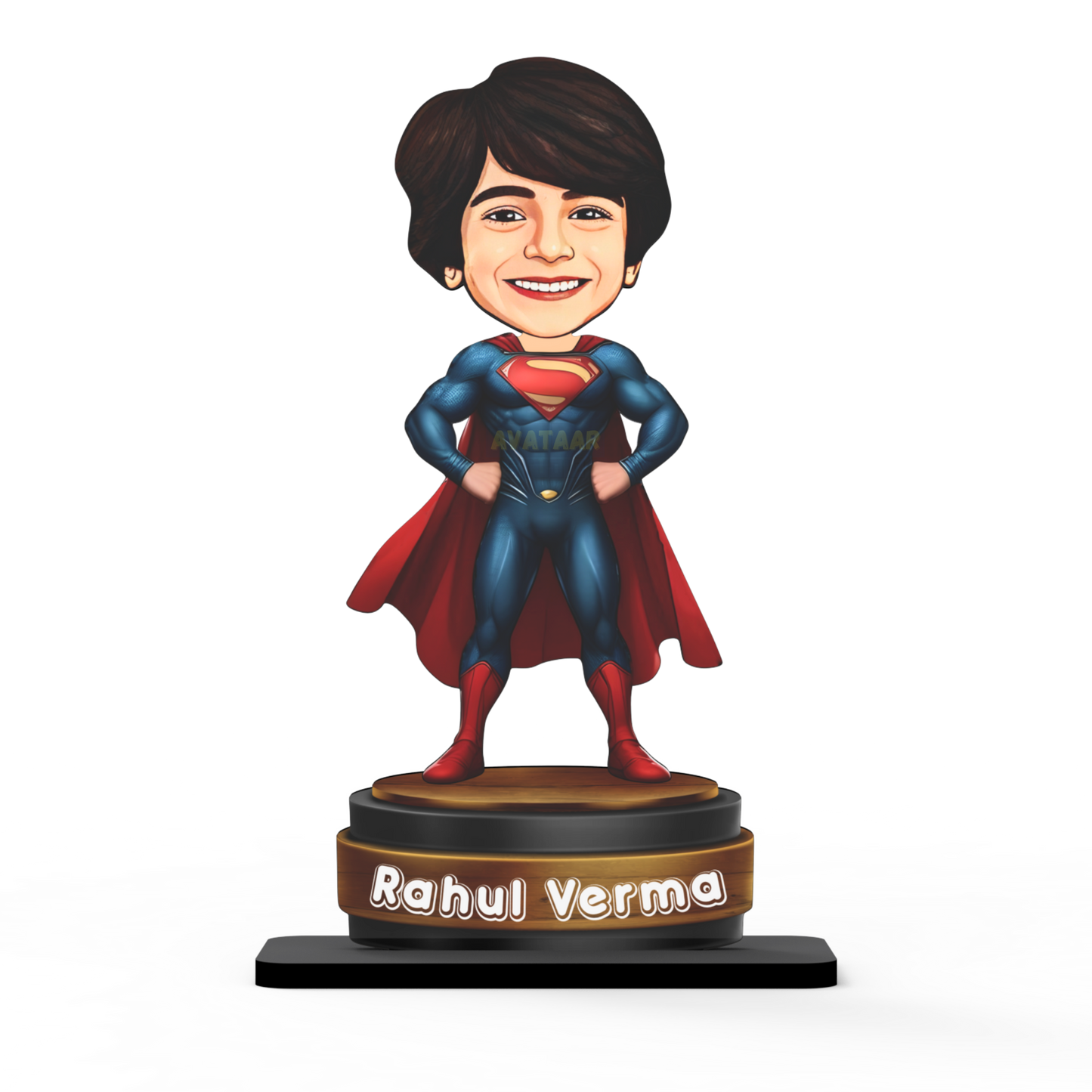 AVATAAR STUDIO Personalized Gift for Kids, Friends Character Caricature Photo Frame Unique Design Customized Gift for Children, Return Gift Idea (SUPERMAN, 7 INCHES, With Name)