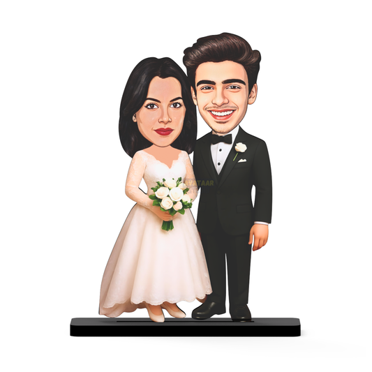 Avataar Stand Personalized Gift for Husband, Wife, Boyfriend, Girlfriend Character Caricature Photo Frame Unique Design Customized Gift for Friends & Family Return Gift (Wedding Couple 6)