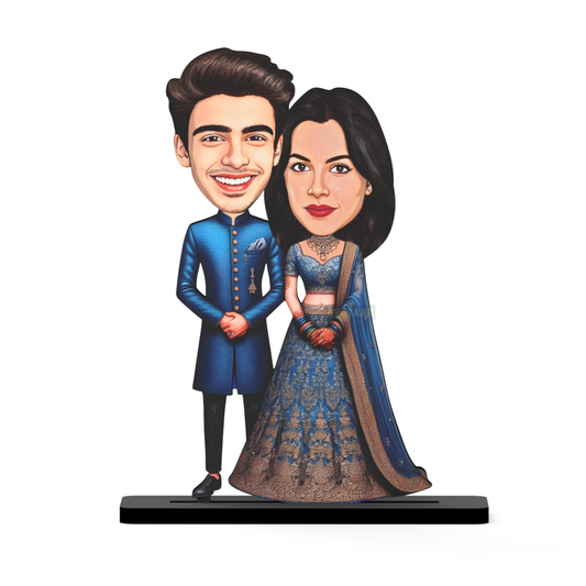 Avataar Stand Personalized Gift for Husband, Wife, Boyfriend, Girlfriend Character Caricature Photo Frame Unique Design Customized Gift for Friends & Family Return Gift (Wedding Couple 5)