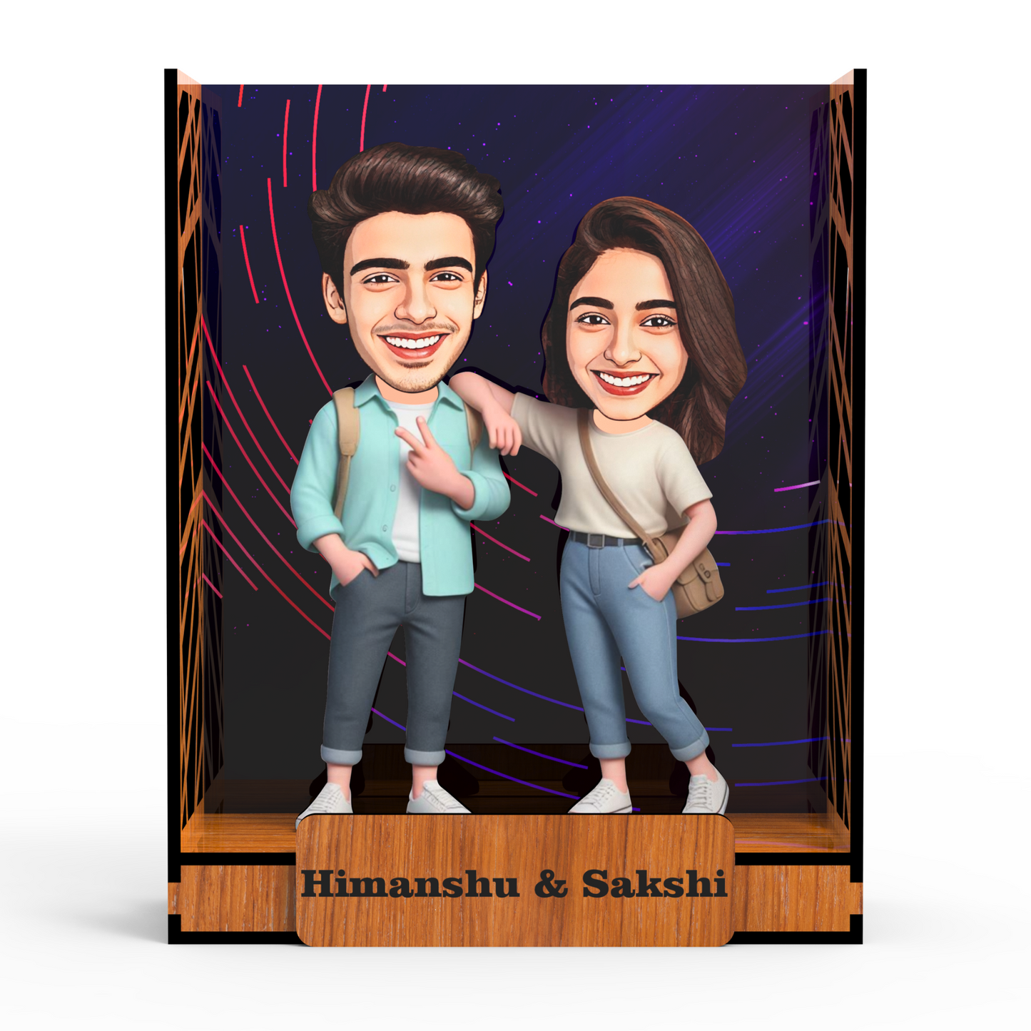 Avataar Studio Personalized Gift for Husband, Wife, Boyfriend, Girlfriend Character Caricature Photo Frame Unique Design Customized Gift for Friends & Family Return Gift (BRO SIS 2 BOX)