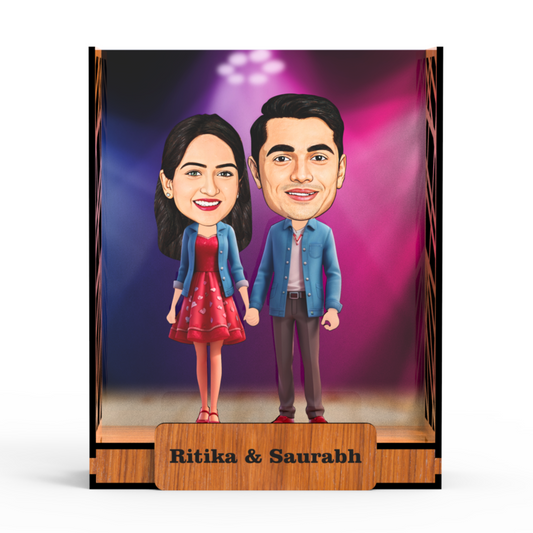 Avataar Studio Personalized Gift for Husband, Wife, Boyfriend, Girlfriend Character Caricature Photo Frame Unique Design Customized Gift for Friends & Family Return Gift (Couple 5 BOX)