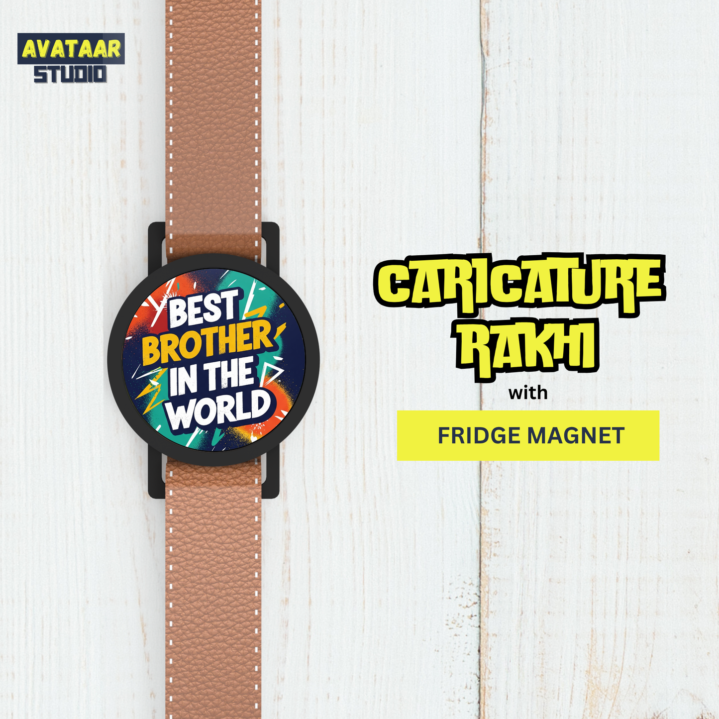 Creative Rakhi Band with Detachable Fridge Magnet โ Fun Raksha Bandhan Gift for Brother (Set C)