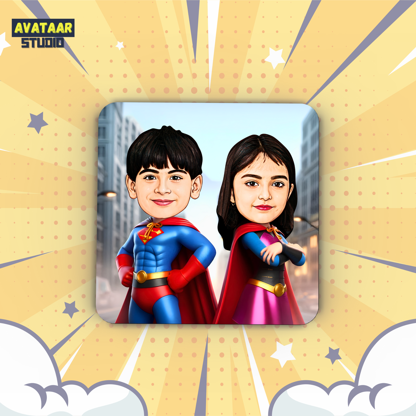 Avatar Studio Personalized Caricature Photo Fridge Magnet Unique Gift for Friends Brothers Sisters Customized Refrigerator Magnet for Gifting to Loved Ones (SuperHeroes)