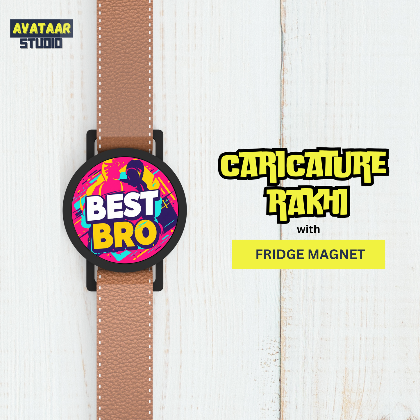Creative Rakhi Band with Detachable Fridge Magnet โ Fun Raksha Bandhan Gift for Brother (Set C)