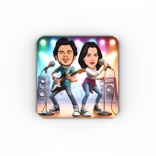 Avatar Studio Personalized Caricature Photo Fridge Magnet Unique Gift for Friends Brothers Sisters Customized Refrigerator Magnet for Gifting to Loved Ones (Music Lovers)