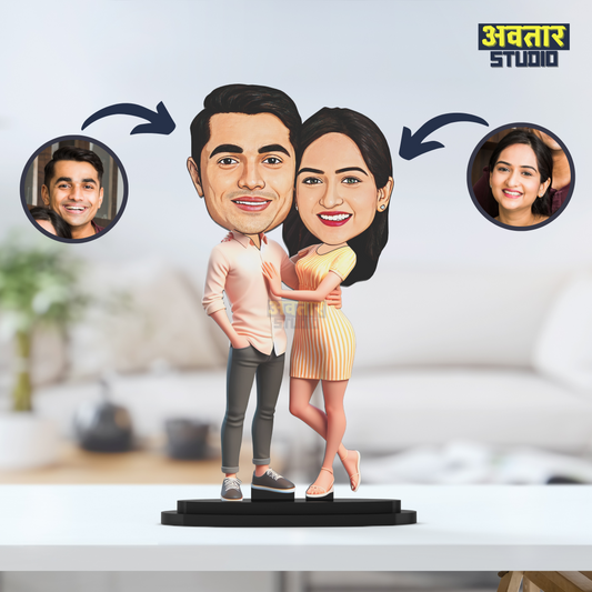 Avatar Studio Personalized Gift for Friends, Sister, Brother, BFF, Girlfriend, Boyfriend Character Caricature Photo Frame Unique Design Customized Gift for Friends & Family (Couple 6)