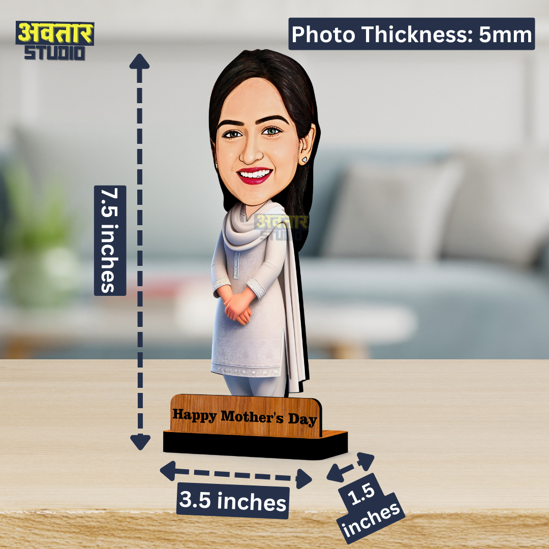 Avatar Studio Personalized Gift for Friends, Brother, BFF, Boyfriend, Father Character Caricature Photo Frame Unique Design Customized Gift for Friends & Family (Lady in Salwar Suit)