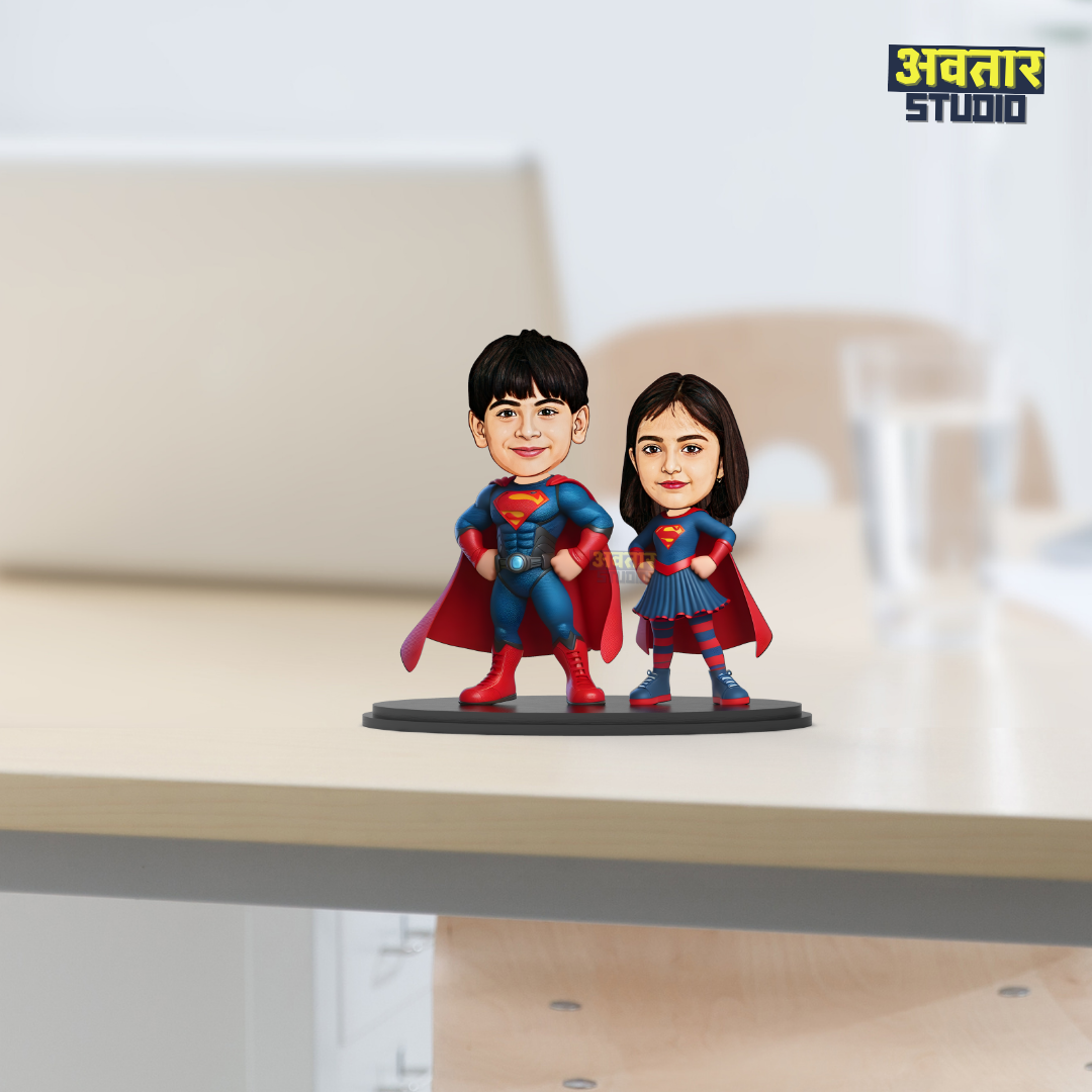 Avatar Stand Personalized Gift for Kids, Brother, Friends, Character Caricature Photo Frame Unique Design Customized Gift for Friends & Family Return Gift (SuperHeroes Stand)