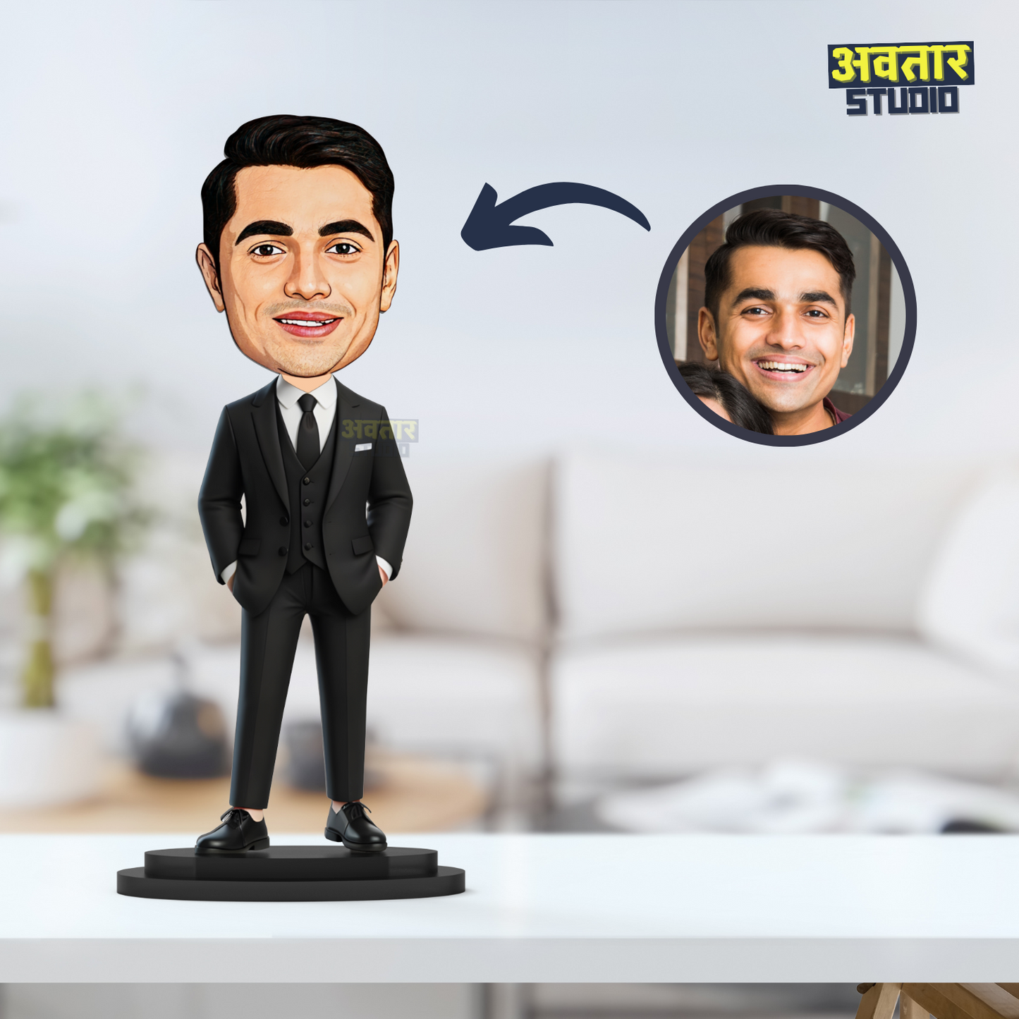Avatar Studio Personalized Gift for Friends, Brother, BFF, Boyfriend, Father Character Caricature Photo Frame Unique Design Customized Gift for Friends & Family (Man in Suit)