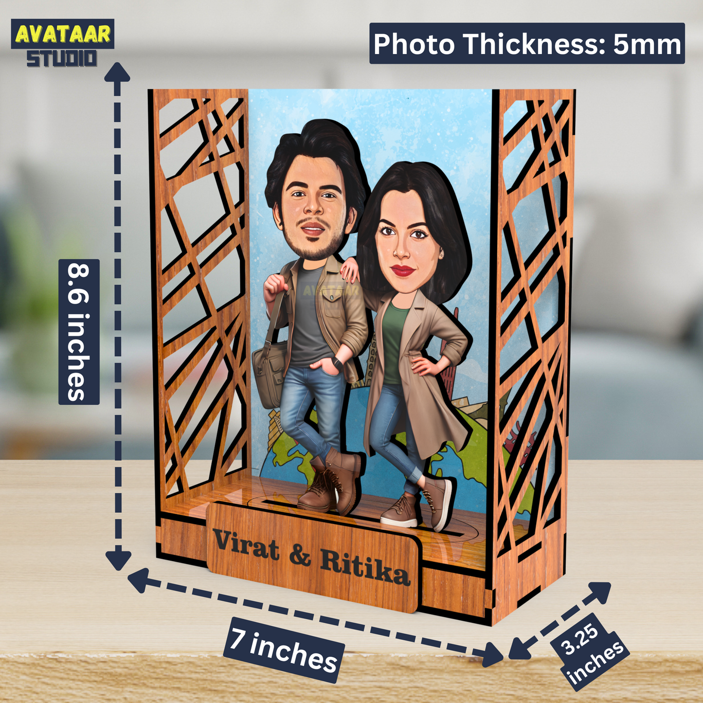 Avataar Studio Personalized Gift for Husband, Wife, Boyfriend, Girlfriend Character Caricature Photo Frame Unique Design Customized Gift for Friends & Family Return Gift (COUPLE 8 BOX)
