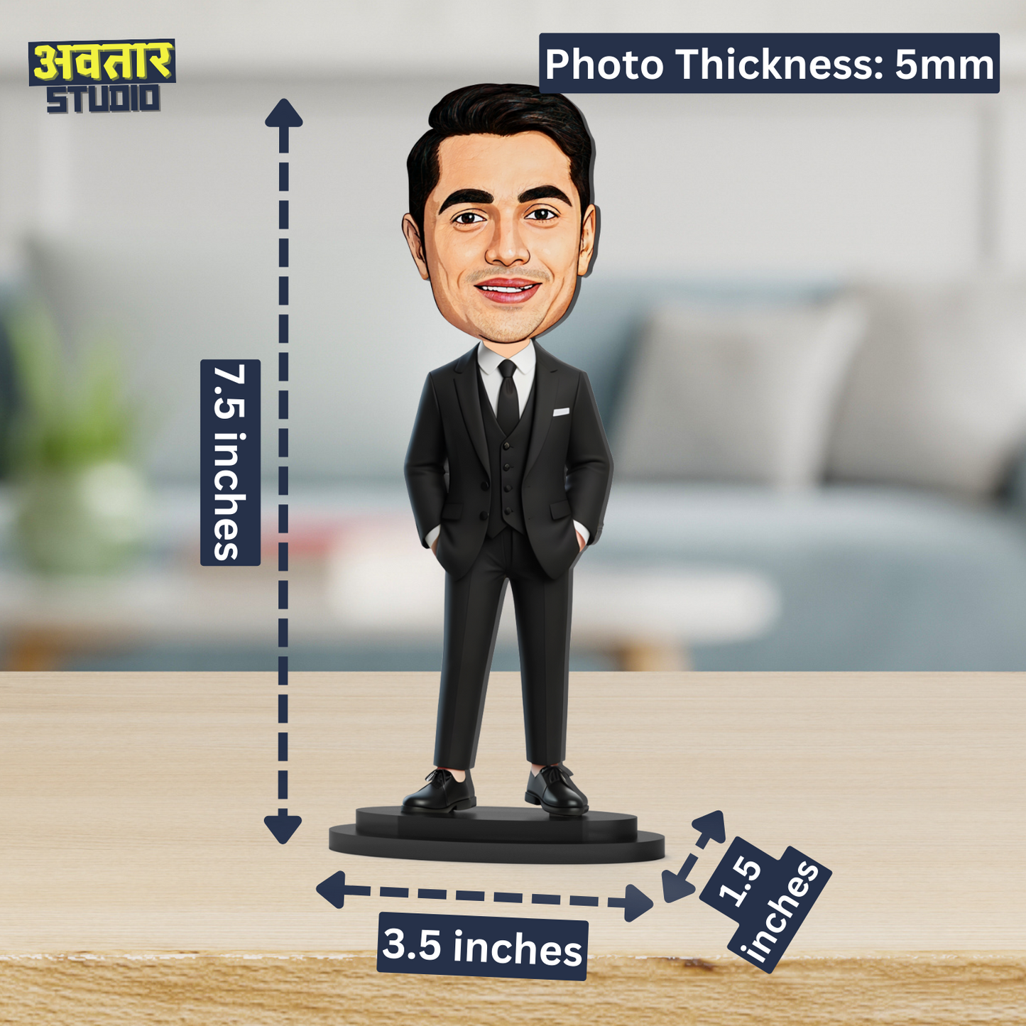 Avatar Studio Personalized Gift for Friends, Brother, BFF, Boyfriend, Father Character Caricature Photo Frame Unique Design Customized Gift for Friends & Family (Man in Suit)