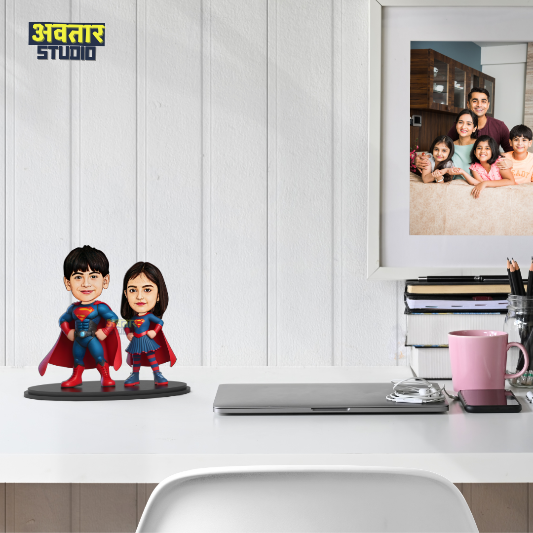 Avatar Stand Personalized Gift for Kids, Brother, Friends, Character Caricature Photo Frame Unique Design Customized Gift for Friends & Family Return Gift (SuperHeroes Stand)