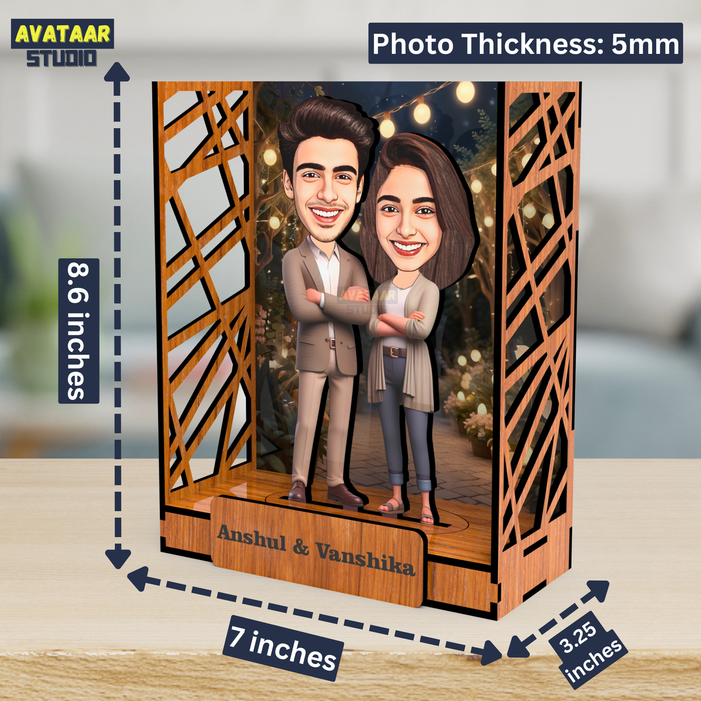 Avataar Studio Personalized Gift for Husband, Wife, Boyfriend, Girlfriend Character Caricature Photo Frame Unique Design Customized Gift for Friends & Family Return Gift (COUPLE 9 BOX)