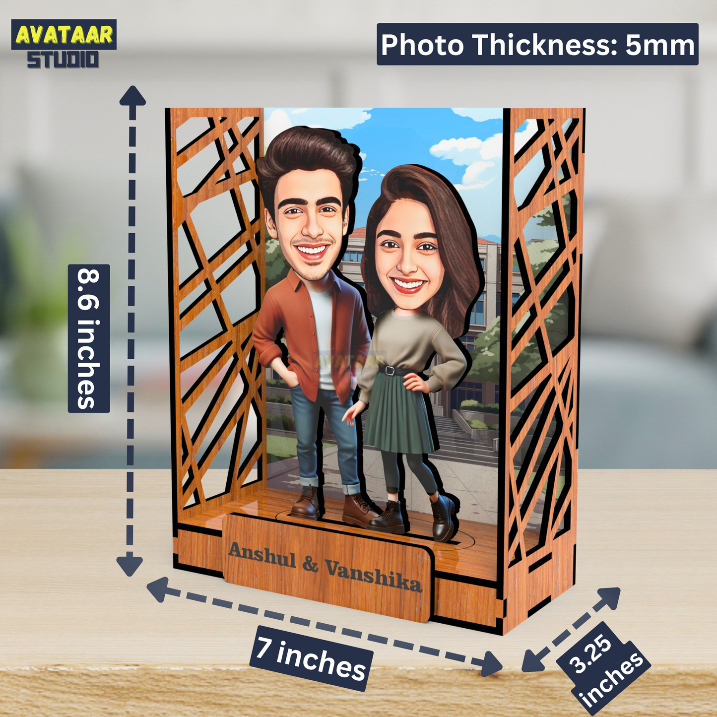 Avataar Studio Personalized Gift for Husband, Wife, Boyfriend, Girlfriend Character Caricature Photo Frame Unique Design Customized Gift for Friends & Family Return Gift (COUPLE 14 BOX)