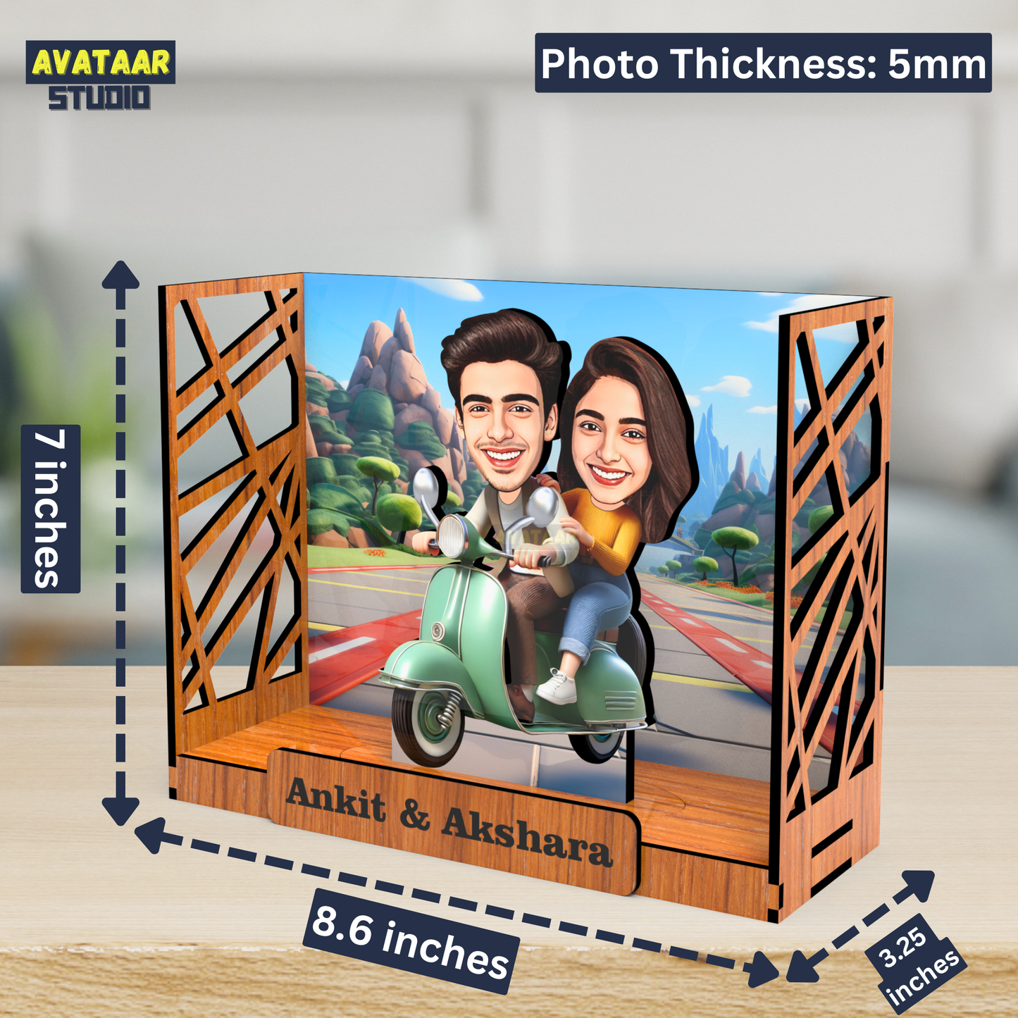Avataar Studio Personalized Gift for Husband, Wife, Boyfriend, Girlfriend Character Caricature Photo Frame Unique Design Customized Gift for Friends & Family Return Gift (COUPLE 13 BOX)