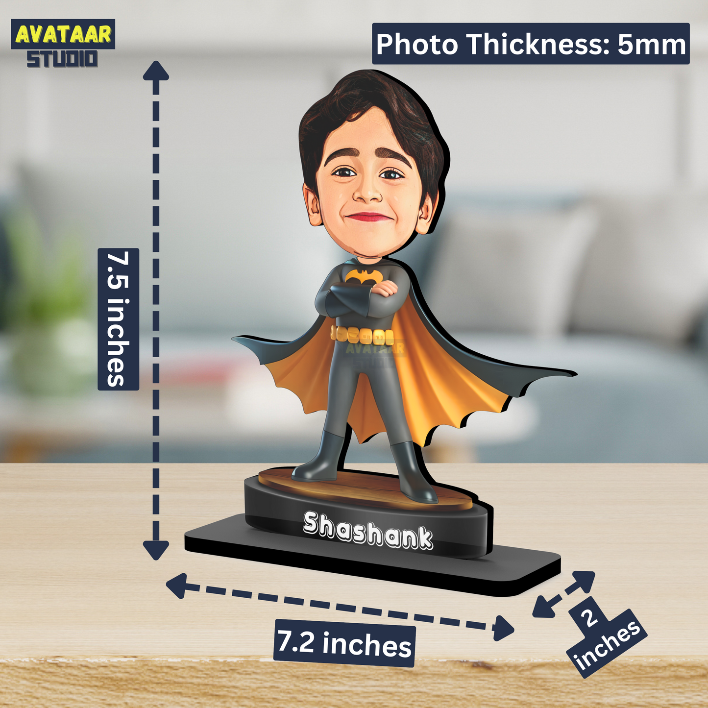 Personalized Rakhi Gift Combo Caricature Rakhi with Detachable Magnet Avataar Stand and Name Keychain for Brother Kids and Adults (Combo 1 - Rakhi + Avataar Stand + Name Keychain)