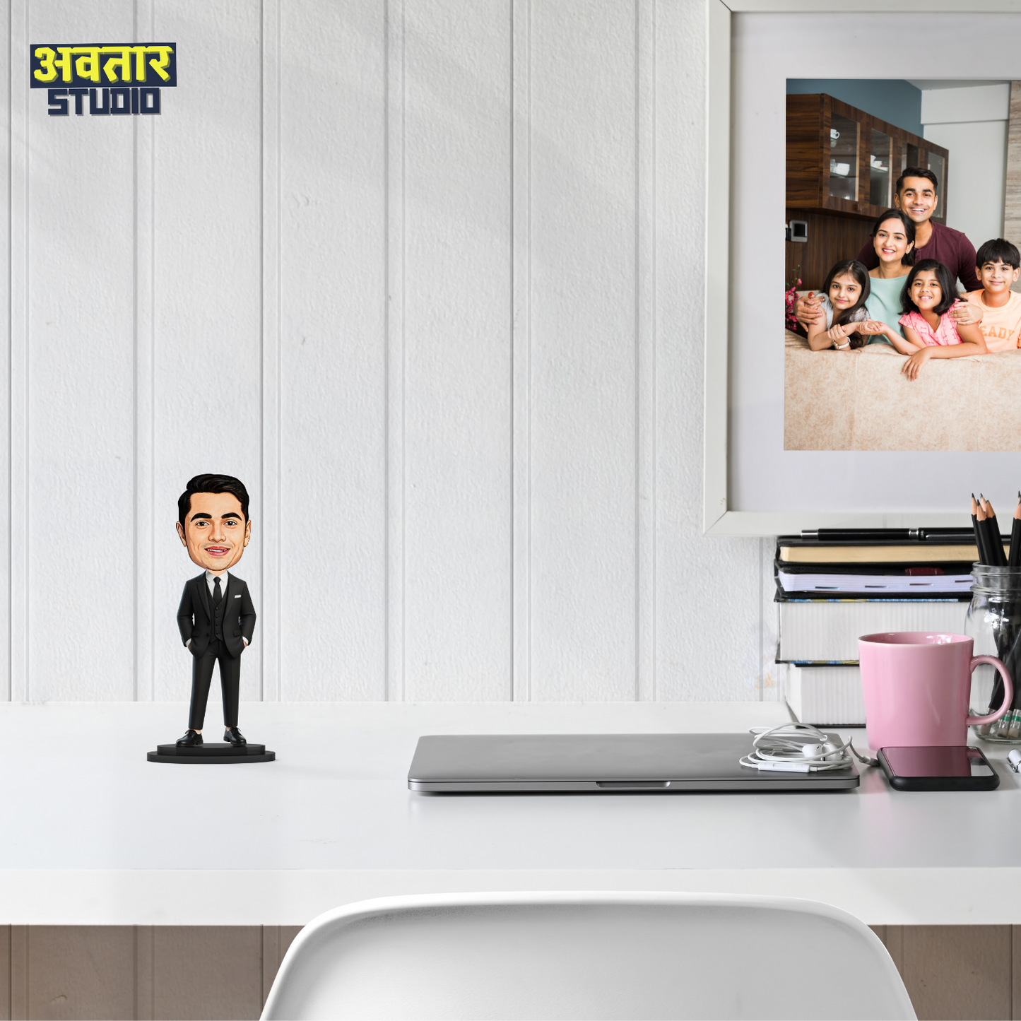 Avatar Studio Personalized Gift for Friends, Brother, BFF, Boyfriend, Father Character Caricature Photo Frame Unique Design Customized Gift for Friends & Family (Man in Suit)