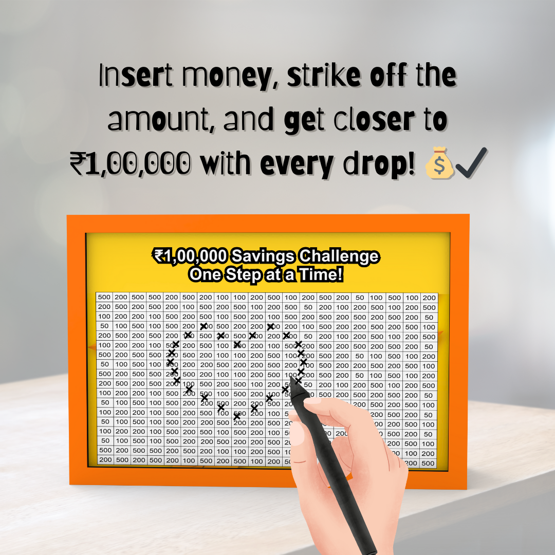 Wooden Money Saving Box for Adults & Kids – Target ₹25,000 / ₹1,00,000 | Colorful Coin Bank with Number Tracker & Transparent Sides | Piggy Bank, Savings Box Gift Idea (Design 3)