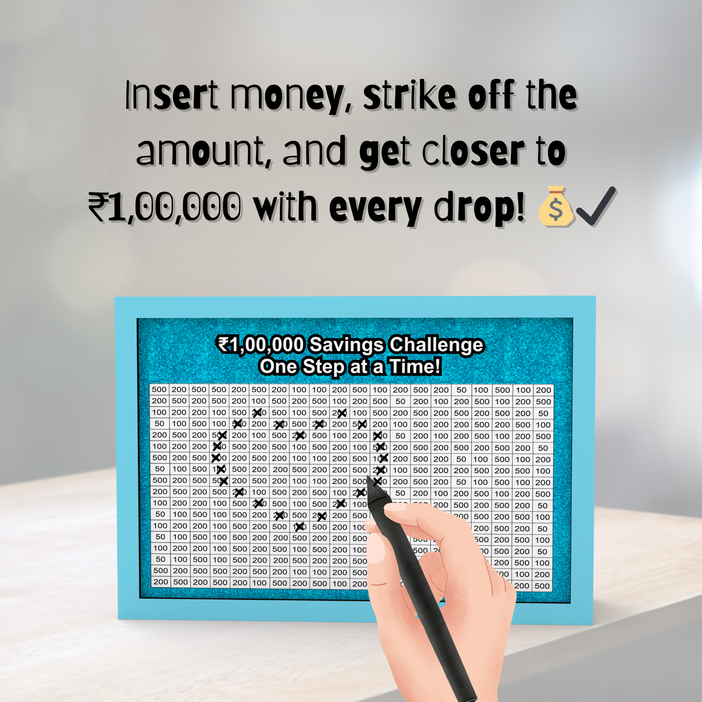 Wooden Money Saving Box for Adults & Kids – Target ₹25,000 / ₹1,00,000 | Colorful Coin Bank with Number Tracker & Transparent Sides | Piggy Bank, Savings Box Gift Idea (Design 1)