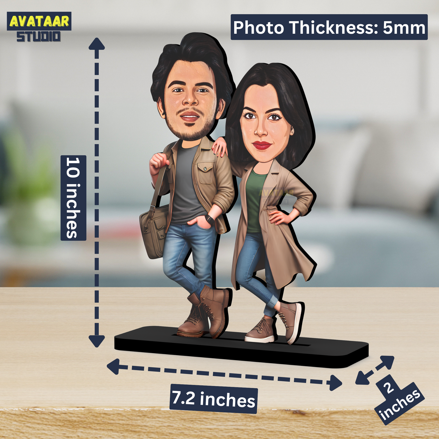 Avatar Stand Personalized Gift for Husband, Wife, Boyfriend, Girlfriend Character Caricature Photo Frame Unique Design Customized Gift for Friends & Family Return Gift (Couple 8)