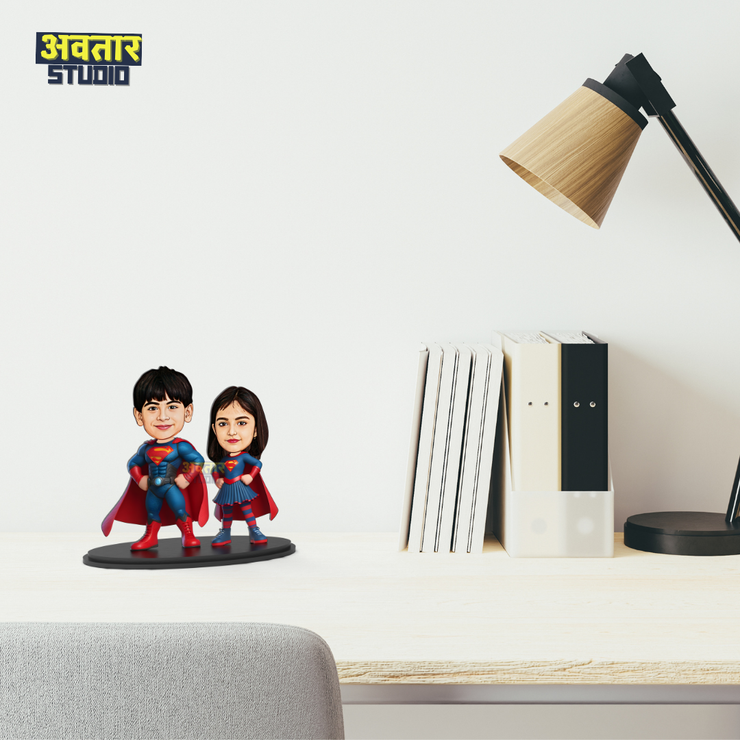 Avatar Stand Personalized Gift for Kids, Brother, Friends, Character Caricature Photo Frame Unique Design Customized Gift for Friends & Family Return Gift (SuperHeroes Stand)