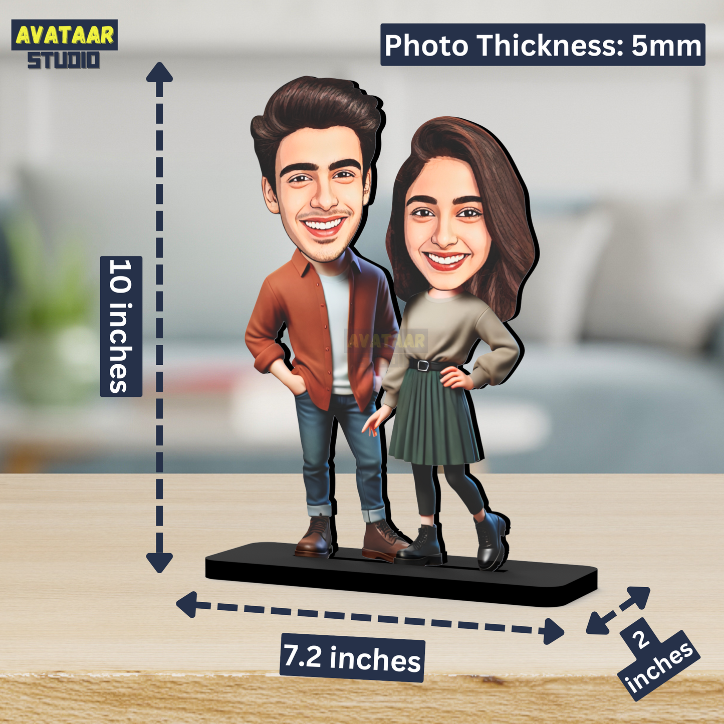 Avatar Stand Personalized Gift for Husband, Wife, Boyfriend, Girlfriend Character Caricature Photo Frame Unique Design Customized Gift for Friends & Family Return Gift (Couple 14)