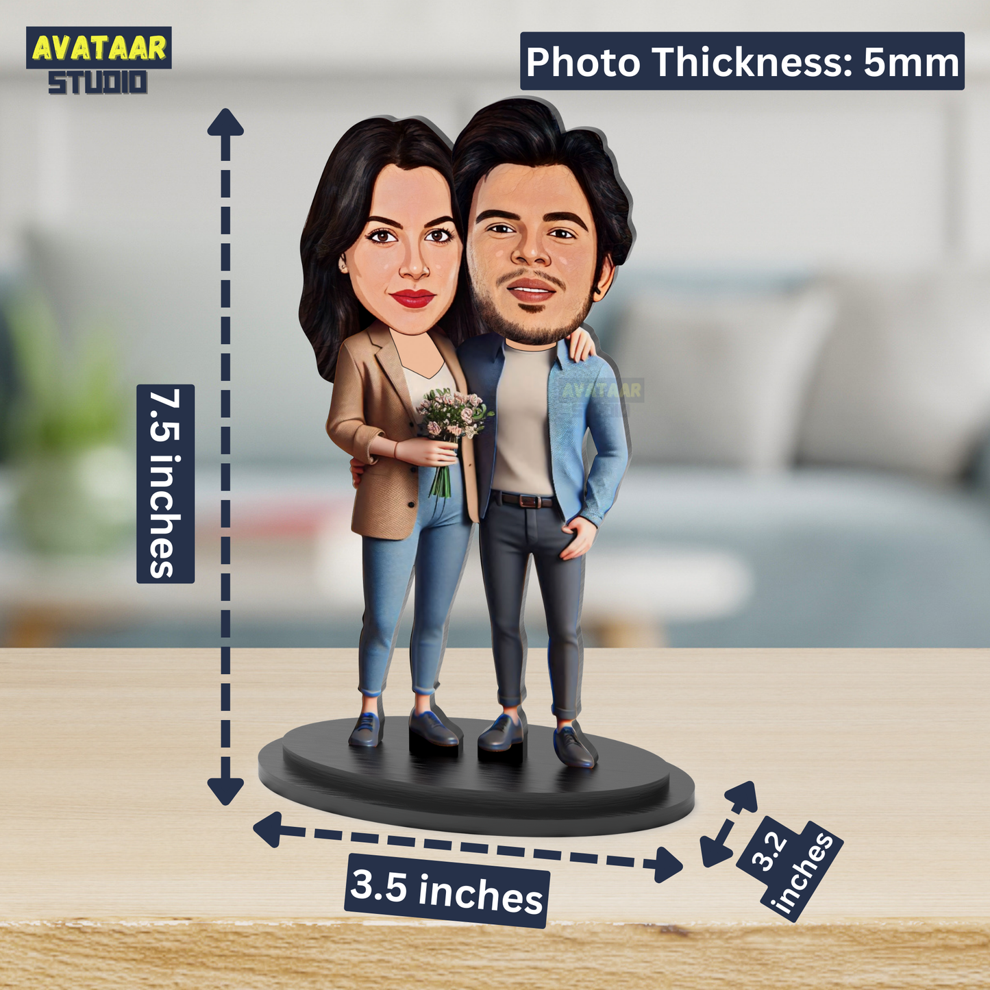 Avatar Stand Personalized Gift for Husband, Wife, Boyfriend, Girlfriend Character Caricature Photo Frame Unique Design Customized Gift for Friends & Family Return Gift (Couple 10)