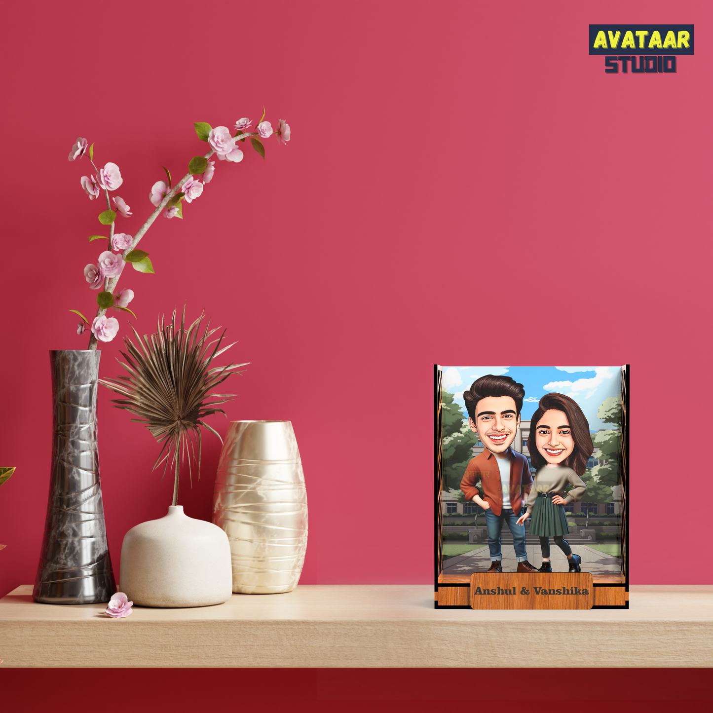 Avataar Studio Personalized Gift for Husband, Wife, Boyfriend, Girlfriend Character Caricature Photo Frame Unique Design Customized Gift for Friends & Family Return Gift (COUPLE 14 BOX)