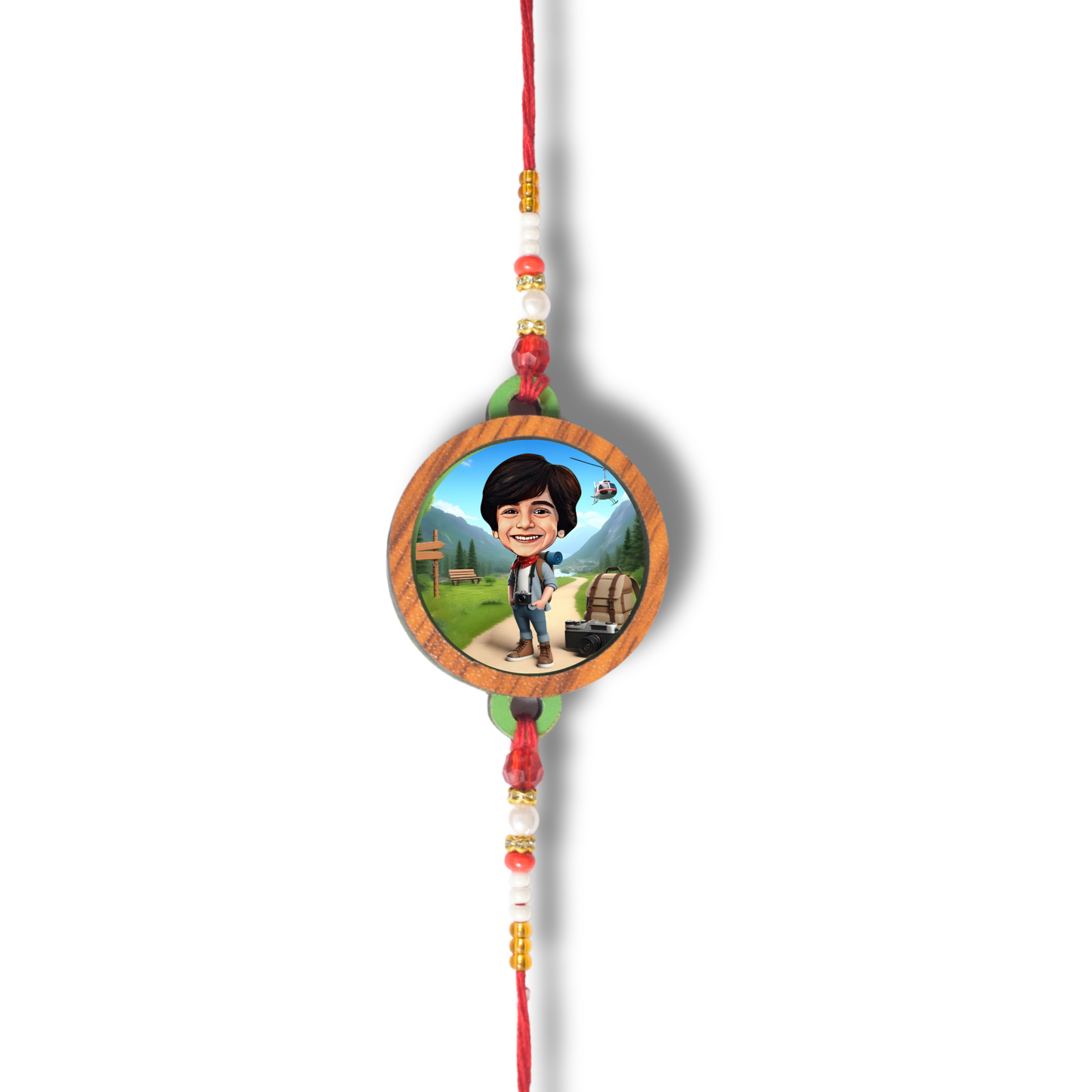 Personalized Caricature Rakhi with Fridge Magnet Unique Rakhi for Brother Caricature Durable Caricature Rakhi for Bhai Customised Photo Rakhi for Rakshabandhan (ADVENTURE SEEKER)