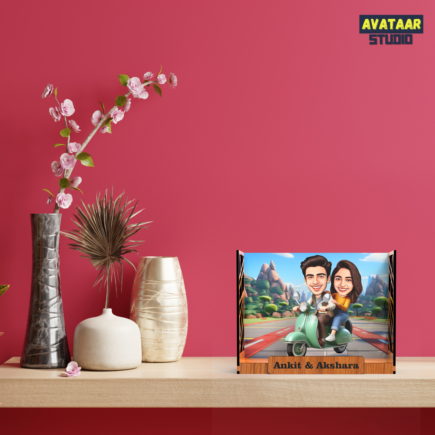 Avataar Studio Personalized Gift for Husband, Wife, Boyfriend, Girlfriend Character Caricature Photo Frame Unique Design Customized Gift for Friends & Family Return Gift (COUPLE 13 BOX)