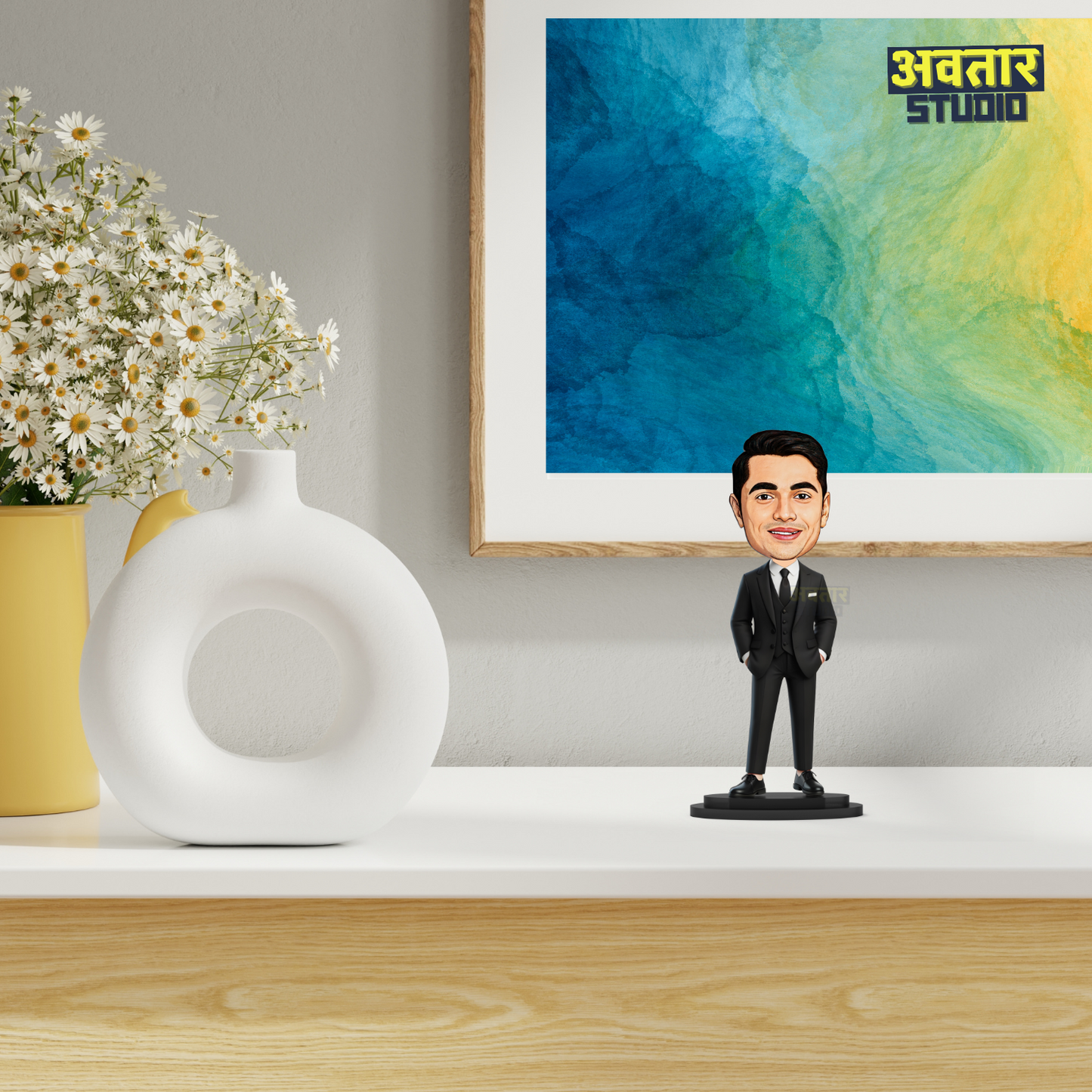 Avatar Studio Personalized Gift for Friends, Brother, BFF, Boyfriend, Father Character Caricature Photo Frame Unique Design Customized Gift for Friends & Family (Man in Suit)